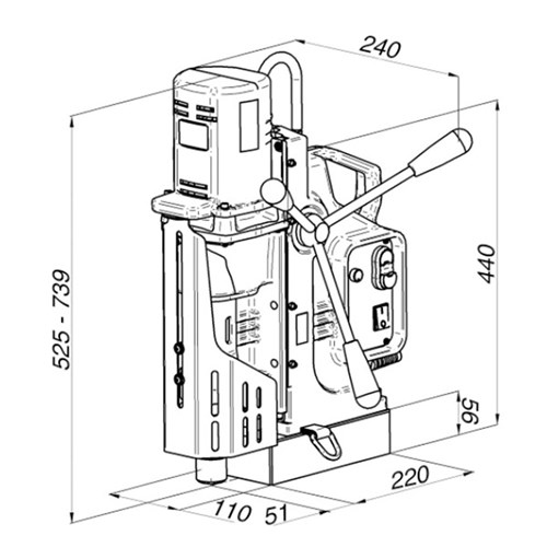 HOLEMAKER PRO75 MAGNETIC BASE DRILL, 240V, 3MT, CAP: 75MM DIA X 75MM