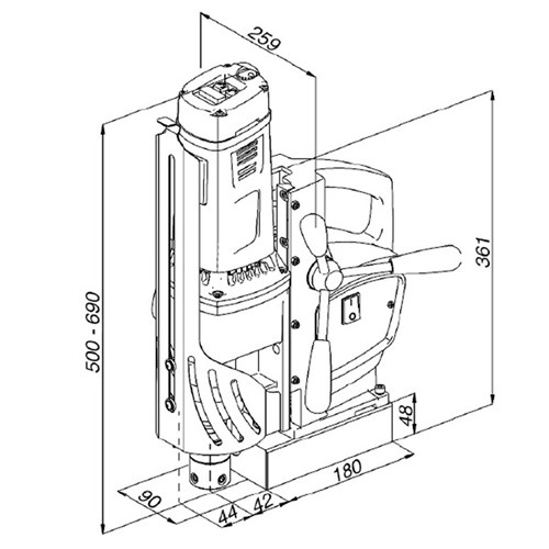 HOLEMAKER SPECIAL 60 MAGNETIC BASE DRILL. 240V. 2MT. CAP: 60MM DIA X 75MM DEPTH