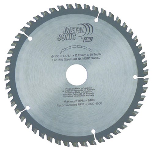 DART METALSONIC 136MM X 1.4MM X 1.1MM X 20MM Z=50 TCT ATB 3D METAL CUTTING SAW BLADE