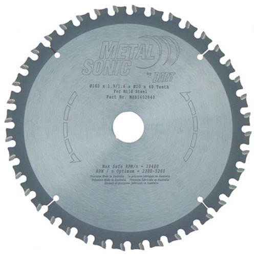 DART METALSONIC 160MM X 1.9MM X 1.6MM X 20MM Z=40 TCT FWF METAL CUTTING SAW BLADE