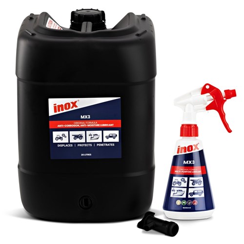 20L INOX MX3 LUBRICANT WITH TAP & APPLICATOR BOTTLE INCLUDED