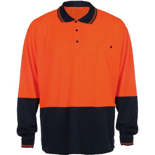 ORANGE / NAVY LONG SLEEVE POLO