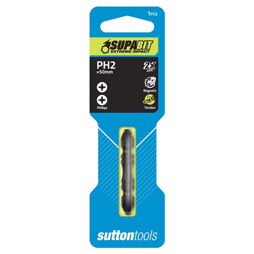 SUTTON SCREWDRIVER BIT S108 PHILLIPS PH2 50MM D/END 1PK SUPABIT